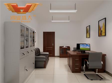 鸿业设计师根据要点2，为客户设计的3D经理办公室家具摆放效果图解决方案