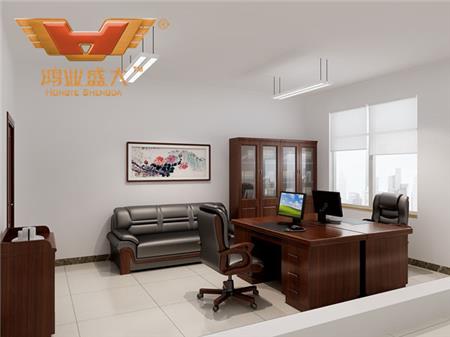 鸿业设计师根据要点2，为客户设计的3D职员办公室家具摆放效果图解决方案